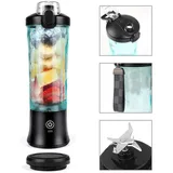 OKWISH Akku-Smoothie-Maker 600ml Mixer Smoothie Maker USB Wiederaufladbar Portable Blender, 240 W, mit 6 Klinge für Fitnessstudio Büro Camping und Reisen schwarz