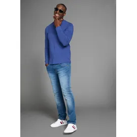 delmao Rundhalsshirt DELMAO, Herren, Gr. L (52/54), blau, Single Jersey, Obermaterial: 100% Baumwolle, unifarben, Basic, Basic schmal, Rundhals, Rippbündchen, Shirts Rundhalsshirt, mit Markenlabel