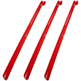 biped 3er Set Kunststoff Schuhlöffel 65 cm mit Haken z1557 (rot)