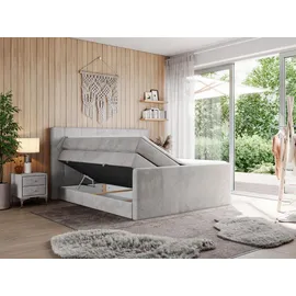 MKS Meble Boxspringbett Hellgrau, Textil, 2-Sitzer, H4, Rechteckig, 180x200 cm, Schlafzimmer, Betten, Boxspringbetten