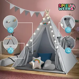 SPIELWERK Spielzelt 130 x 130 x 160 cm Blau/Grau