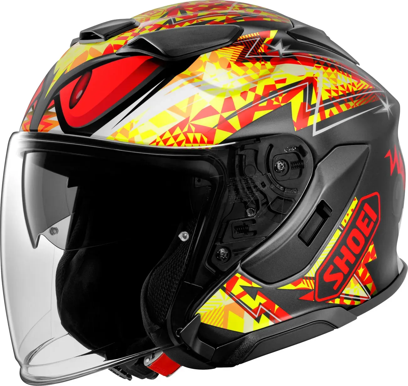 Shoei J-Cruise 3 Inspired, casque ouvert - Noir/Rouge/Jaune - XL