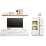 furn.design Wohnwand weiß Eiche Wotan, Metall, Nachbildung, 290x170x42 cm, Wohnzimmer, Wohnwände, Anbauwände