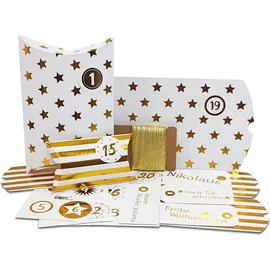 Frau WUNDERVoll® DIY Adventskalender zum Befüllen HoHoHo weiß, gold