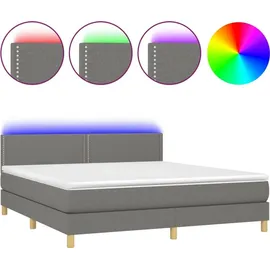 vidaXL Boxspringbett mit Matratze & LED Dunkelgrau 180x200 cm Stoff