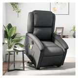 vidaXL Massagesessel mit Aufstehhilfe Leder 86,5 x 99,5 x 0 cm Schwarz