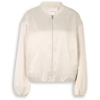 Tom Tailor Damen Satin Blouson Jacke mit Bomberkragen, braun, Uni, Gr. M