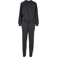 URBAN CLASSICS Ladies Small Embroidery Long Sleeve Terry Jumpsuit in schwarz L