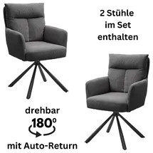 Stolkom »Sofia« (Set) 2 Stk.180 grad drehbar mit Auto-Return, Federkern im Sitz, grau