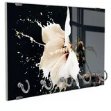 DEQORI Schlüsselbrett 'Milchige Blüte', (1 St), Schlüsselhalter Schlüssel Haken Schlüsselboard modern Schlüsselleiste schwarz|weiß