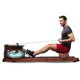 AsVIVA RA18 Wasser-Rudergerät mit Bluetooth, Wasserwiderstand, Pulsgurt, Kinomap – Kastanienbraun