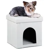 Relaxdays Sitzhocker mit Hundebox weiß 38,0 x 38,0 x 38,0 cm