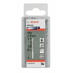 Metallbohrer HSS-Co, DIN 338, 3,8 x 43 x 75 mm, 10er-Pack