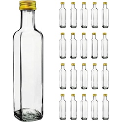 20x Glasflaschen 250ml mit Goldenem Schraubverschluss - Olivenöl, Essig, Alkohol - Glasölspender, Glasbehälter, Ölflasche