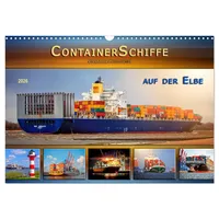 Calvendo Containerschiffe auf der Elbe (Wandkalender 2026 DIN A3