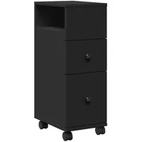 VidaXL Badschrank Schmal mit Rollen Schwarz Holzwerkstoff