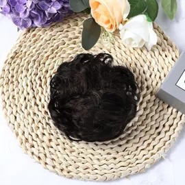 luxuskollektion 2er Set Echthaar Haargummi Dutt Gelockt