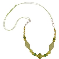 unbespielt Gallay Perlenkette Kunststoffperlen Crashperle Blatt hellgrün Kordel hellgrün 80cm (1-tlg) grün