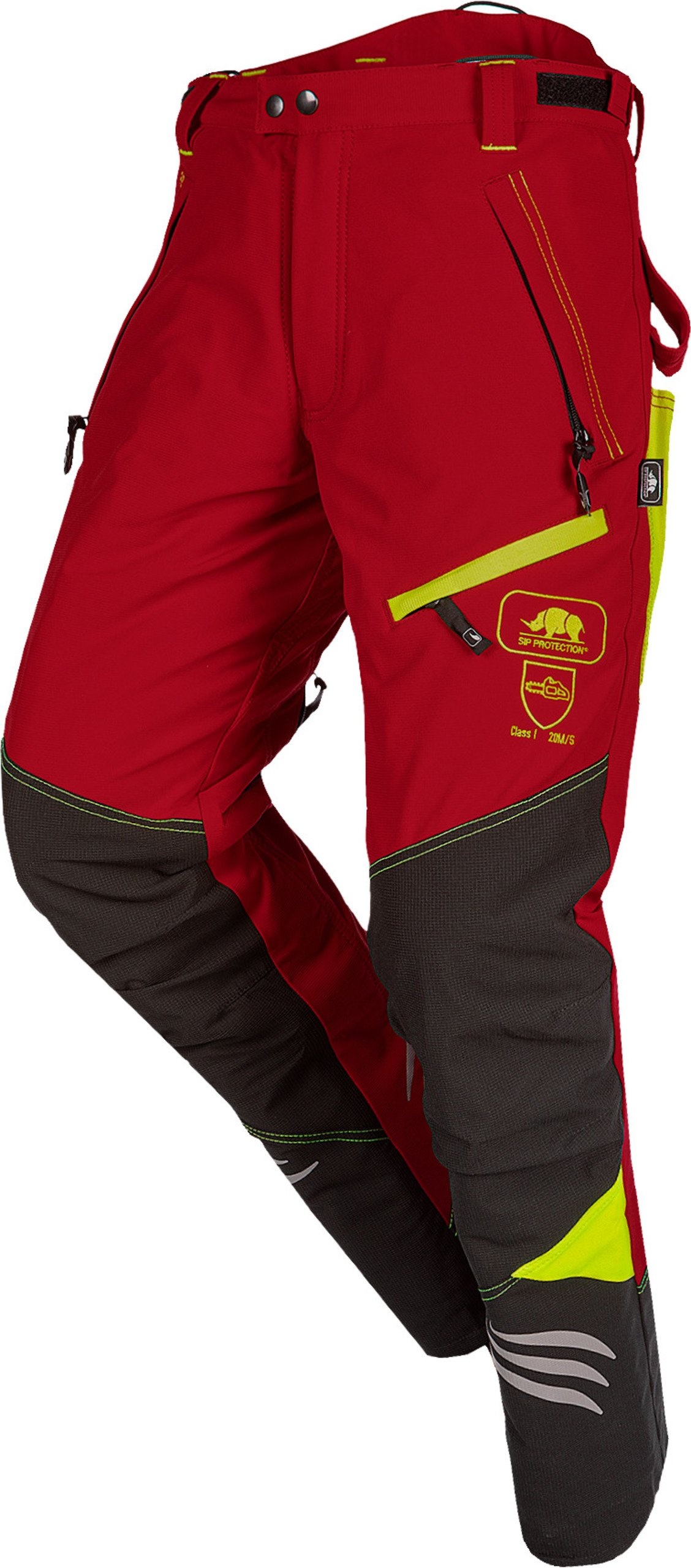 SIP Protection Schnittschutz-Bundhose Ninja, rot-leuchtgelb, XL + 6 cm