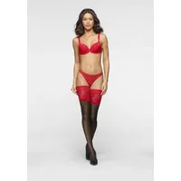 LASCANA Halterlose Feinstrümpfe Damen schwarz / rot Gr.52-54