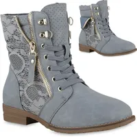 VAN HILL Schnürstiefeletten Paisley in Himmelblau - Gr.: 38