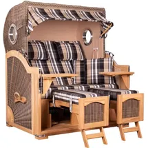 Mr. Deko Strandkorb Düne Grande Bullauge Teak PE Grey Dessin 583