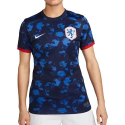NIKE Niederlande 2023 Damen Auswärts-Trikot nachhaltiges Sport-Trikot aus recycelten Materialien Slim-Fit-Shirt mit DRI-FIT-Technologie Fußball-Shirt DR3994-498 Dunkelblau/Rot/Weiß - XS
