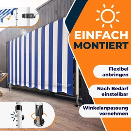 Kesser Klemmmarkise 200 cm blau-weiß