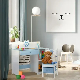 Relaxdays Kinderschreibtisch Seefahrt Blau / Weiß