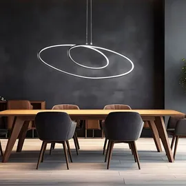 WOFI LED Hängeleuchte dimmbar Pendelleuchte schwarz, 3 Stufendimmer über Wandschalter, 37w 2700lm Warmweiß, Dxh 113,5 x 150 cm, 6617.01.10.9000