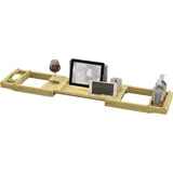 HOMCOM Badewannenregal ausziehbarer Bambus mit Getränkehalter und Seifenschale, 75-109 x 23 x 4,5 cm, Naturholzoptik   Aosom