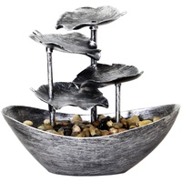 Zimmerbrunnen Wasserfall Mit Led Beleuchtung, Lotusblatt Segelboot Fließendes Wasser Brunnen Ornament, Usb Kreative Desktop Brunnen Wasserfallbrunnen Dekoration Für Wohnzimmer Schreibtisch, 28×15×25cm