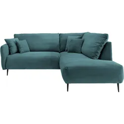 Ecksofa INOSIGN "Vanilla L-Form", blau (petrol), B:255cm T:190cm, Sofas, Armlehnenfunktion