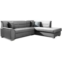 Eck-schlafsofa Tromso In Grauem Samteffekt – Rechter Winkel Mit Stauraum