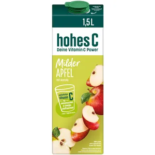 hohes C Milder Apfel (1 x 1,5l), 100% Saft, Apfelsaft, Vitamin C, ohne Zuckerzusatz laut Gesetz, weniger Säure, vegan (Packung mit 6)