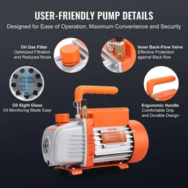 Mophorn Vevor Vakuumpumpe 113l/min Unterdruckpumpe 180w 200ml-ölkapazität Vakuumgeräte Verteiler-manometer-set Klimaanlage Kfz-kühlsystemen
