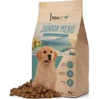 REAVET Hundefutter Trocken - Junior Menü mit Lachs 1kg, Getreidefrei, Hundetrockenfutter Junior & Junghund ab 6 Monaten, Gesundes Trockenfutter Ju...