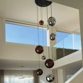 s.luce Orb 8-flg. E27 60 cm Rund Gold Verlauf/Rauch/Schwarz