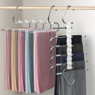 devesanter Hosenbügel Kleiderbügel Platzsparend 2 Stück Rutschfeste Magische Hosenbügel Für Schals, Jeans, Hosen, Handtücher (Grün Mit 10 Clips)