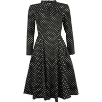 H&R London - Rockabilly Kleid knielang - XS bis L - für Damen - Größe XS - schwarz - XS