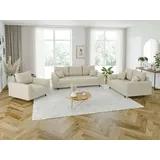 s-style möbel Odin - Polstergarnitur 3+2+1 mit Braun Holzfüßen im skandinavischen Stil aus Cord-Stoff