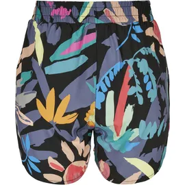 URBAN CLASSICS Aop Viscose Resort High Waist Shorts Black Fruity 4XL