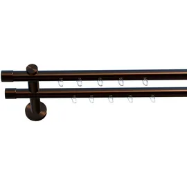 INDEKO Gardinenstange INDEKO "Consul", braun (braun, antik), L:220cm Ø:20mm, Aluminium, Gardinenstangen, Innenlauf Komplett-Set inkl. Gleitern und Montagematerial