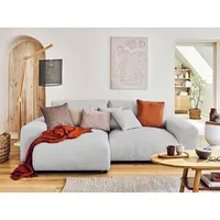 Lisa Design Garance – Ecksofa beidseitig montierbar - 4-Sitzer – aus Cord Hellgrau