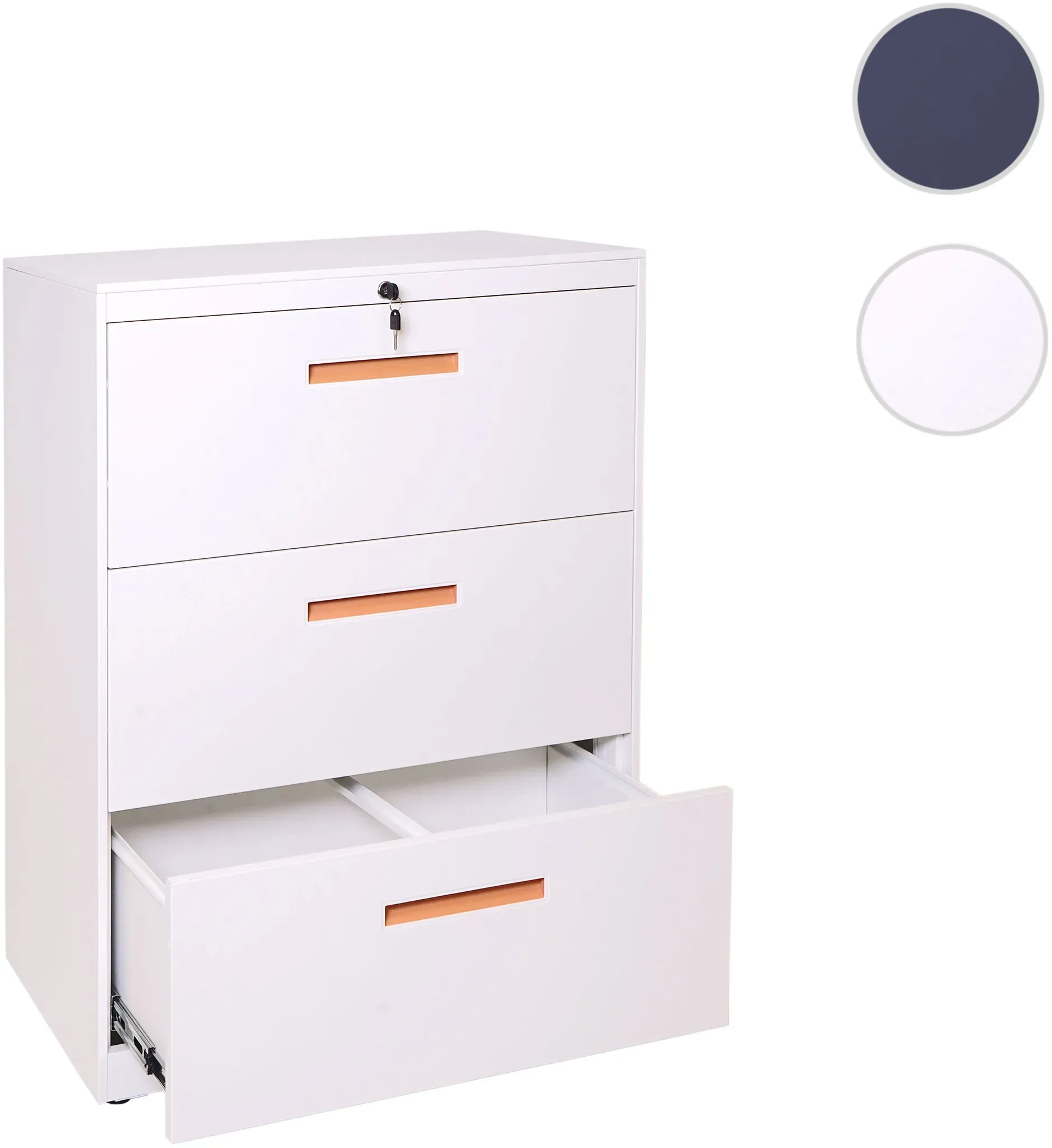 Hängeregisterschrank HWC-A10, Aktenschrank Büroschrank Stahlschrank, A4 abschließbar ~ 103x76x46cm weiß