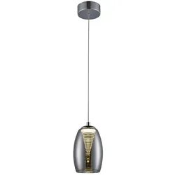 BRILLIANT Lampe Metropolis LED Pendelleuchte 1flg chrom/rauchglas   1x 5W LED integriert COB, 500lm, 3000K   In der Höhe einstellbar / Kabel kürzbar   Energiesparend und langlebig durch LED-Einsatz
