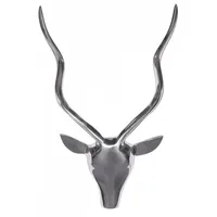 Möbelando Deko Hirschgeweih S Aluminium Wanddeko Landhausstil Silber Metall