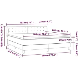 vidaXL Boxspringbett 180 x 200 cm H2 Grau