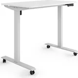 eSmart Germany ETX-121GW 100x60cm Weiß Ergonomischer Steh-Sitz-Schreibtisch auf Rollen Stufenlos elektrisch höhenverstellbar 78,5-128,5cm 3X Memory Aktivitätserinnerung Soft-Start/Stopp