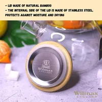 Glas Teekanne mit Sieb, 950ml Teesieb für losen Tee, Glasteekanne, Bambus-Deckel